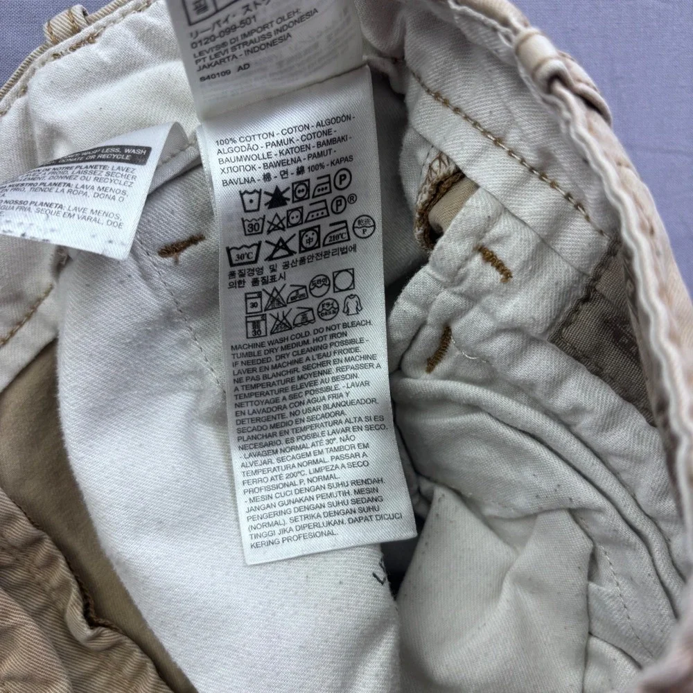 Levis Chino Pants Mens 29x30 Khaki Tan Cotton Straight Leg Trousers